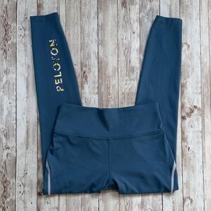 Peloton Move Mission Seam Leggings High Rise sz Small Teal Logo Stash Pocket 23"